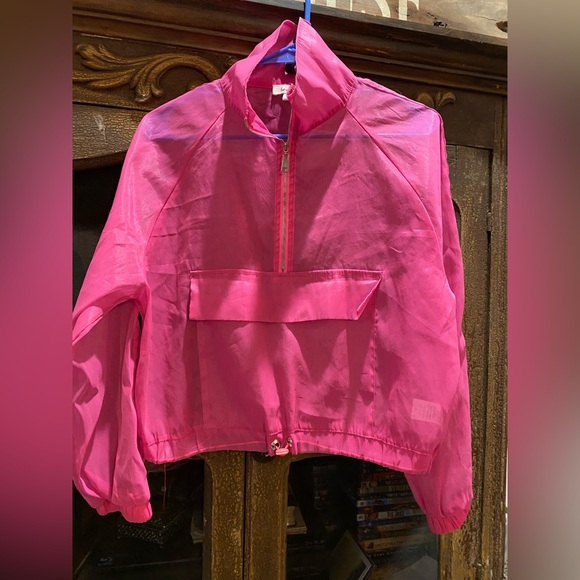 Love J- Hot Pink Sheer Half zip pullover - Picture 1 of 3